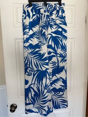 INC International Concepts Blue and White Wide Leg Tropical Pants